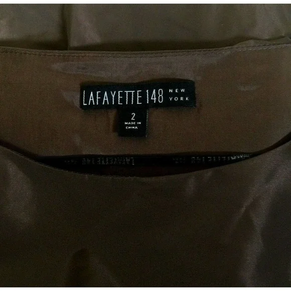 Lafayette 148 Taffeta Dress Fit Flare Brown Belted
